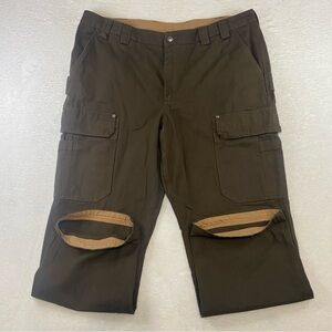 Duluth Trading Co Flex Fire Hose Cargo Pants Brown Canvas Relaxed Fit Mens 44x33